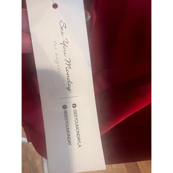 SEE YOU MONDAY LA NWT RED SATIN SLIP DRESS WOMENS SIZE LARGE - Picture 2 of 8